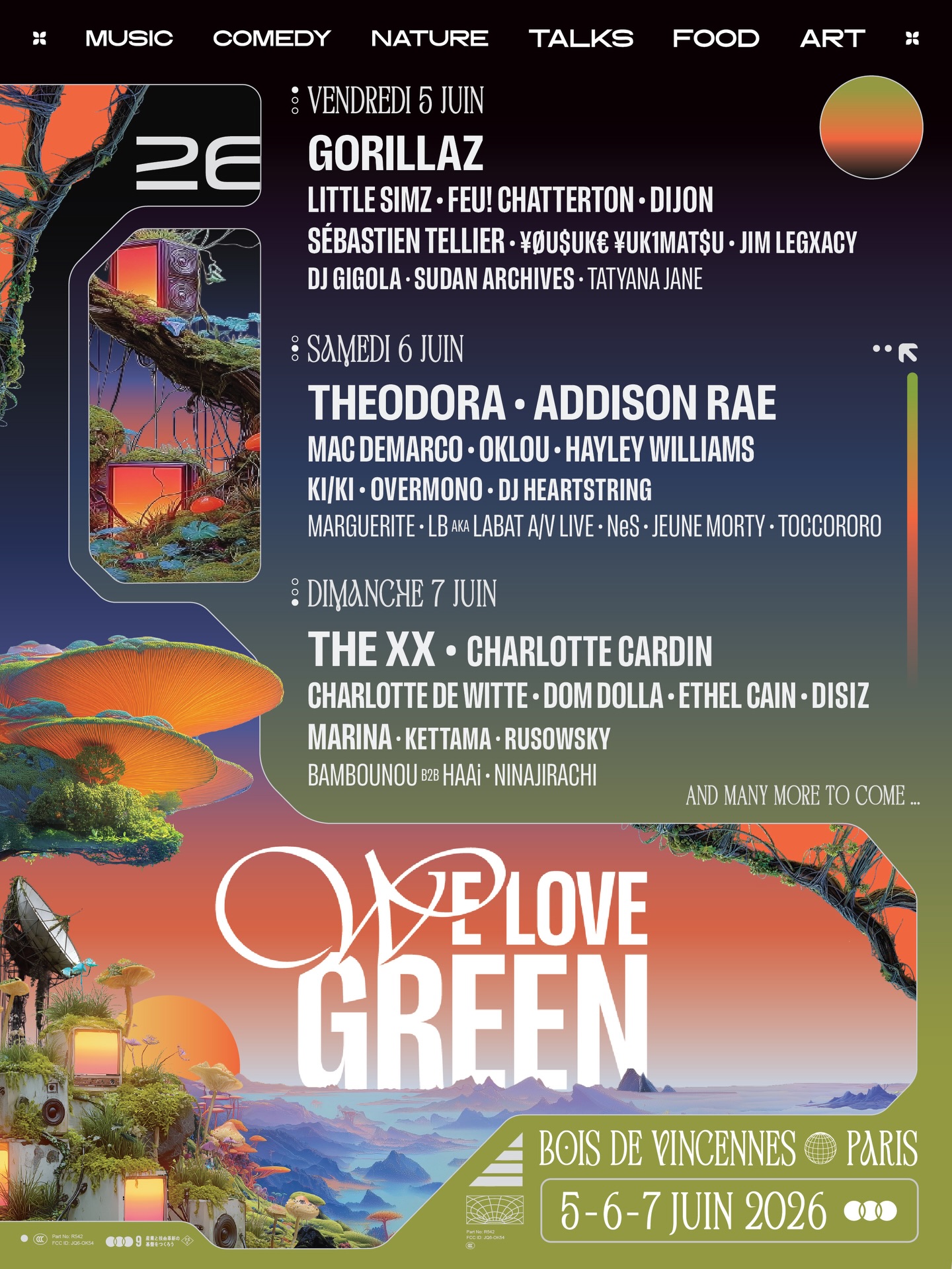 Affiche officielle We Love Green 2026 - Programmation et lineup
